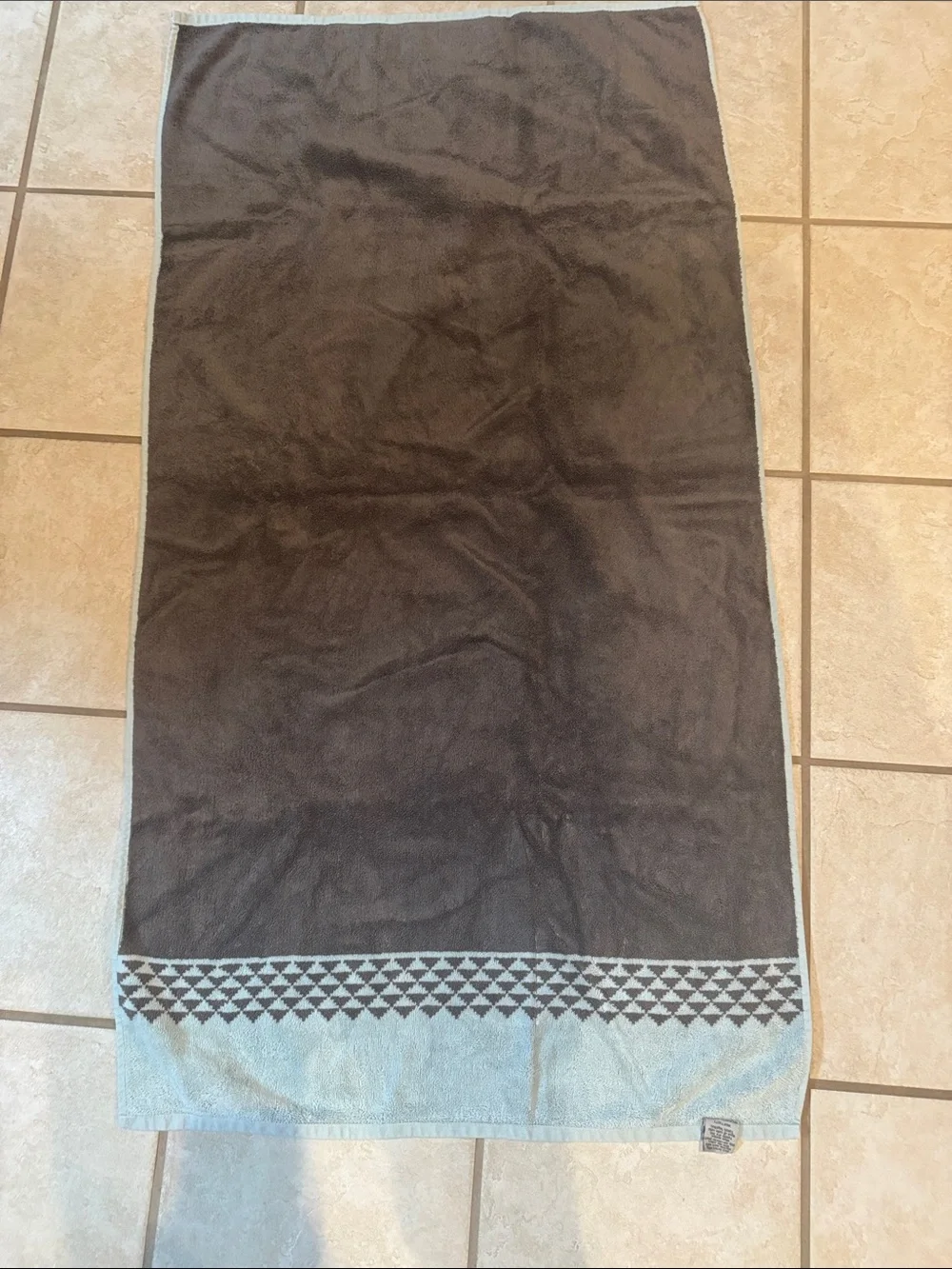 Apt. 9 Light Teal Or Green and Brown Cotton Bath Towels with Geometric Border 5